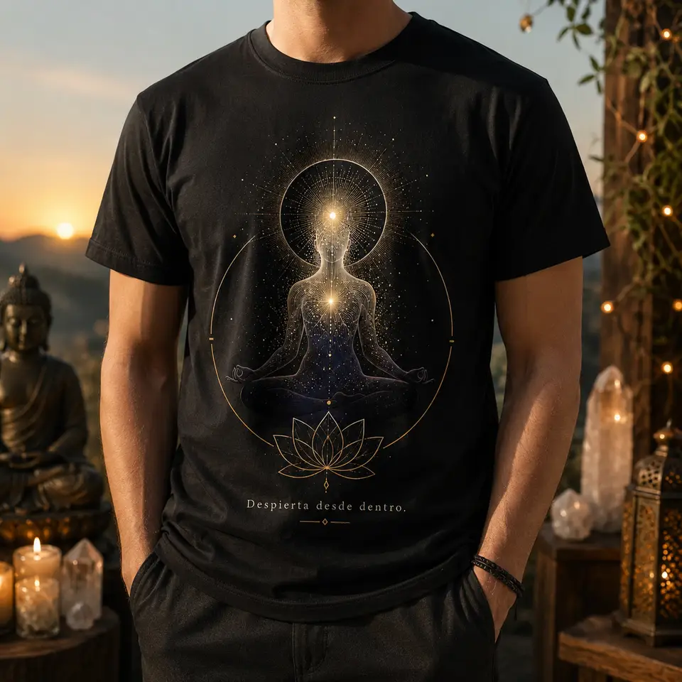 Camiseta negra Iluminación espiritual de Nicarao